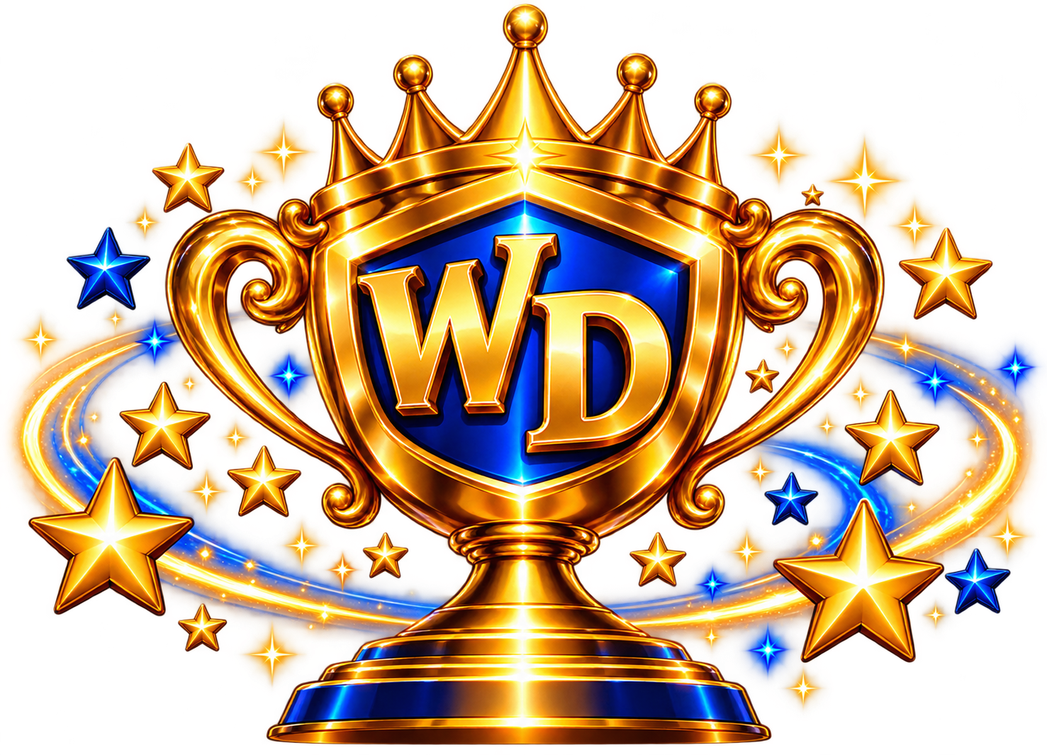 Gold WD Victory Trophy with stars